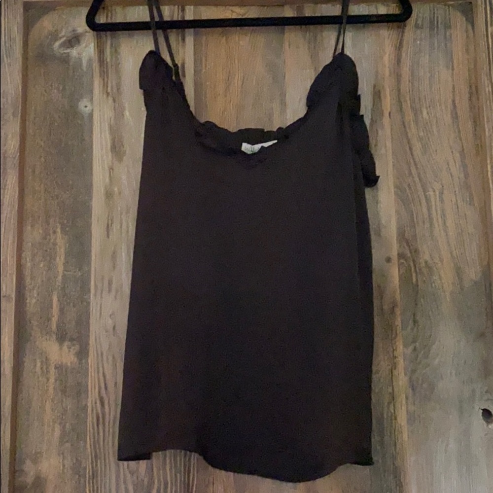 Black camisole with ruffle detail